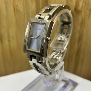 Guess Tank Watch Women Silver tone Blue Dial Rectangle